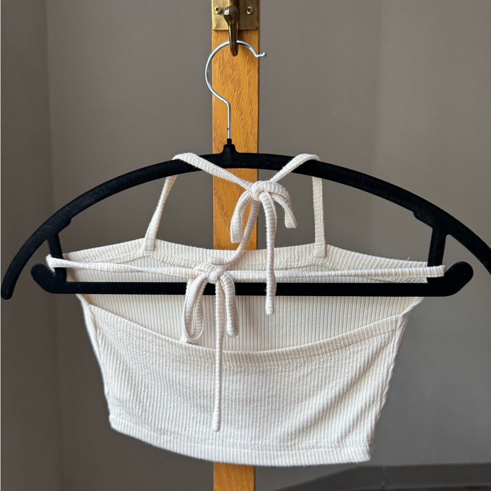 Cream Ribbed Women's Top - Picture 2 of 3